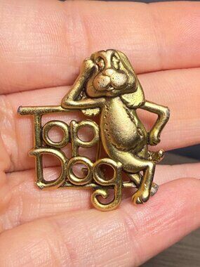 Danecraft Vintage Top Dog Brooch Gold Tone Dog Pin 1.25"